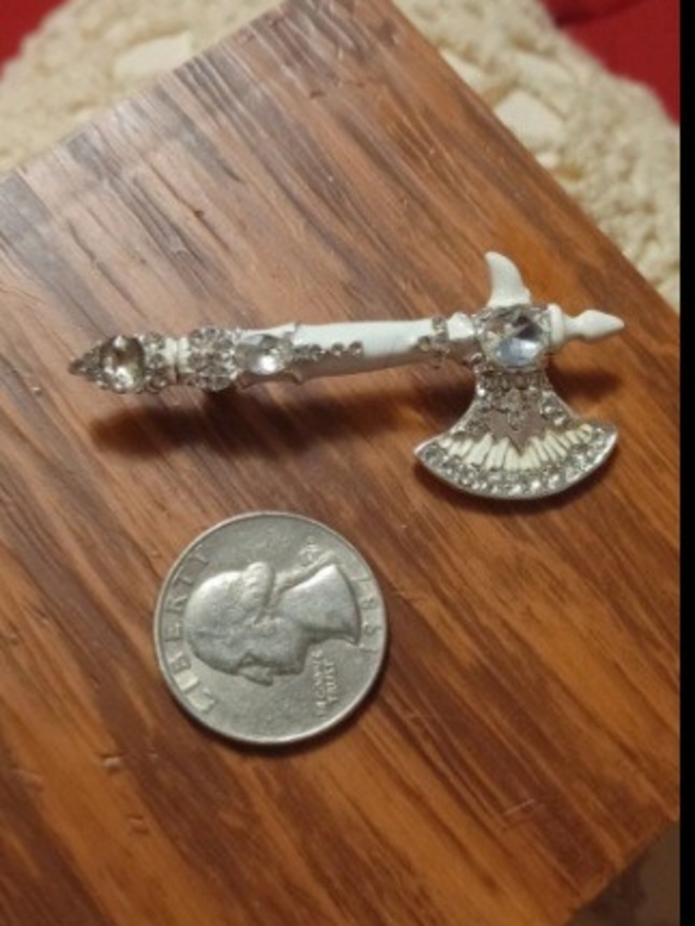 Silver  Accent Axe Pendant - White and Silver